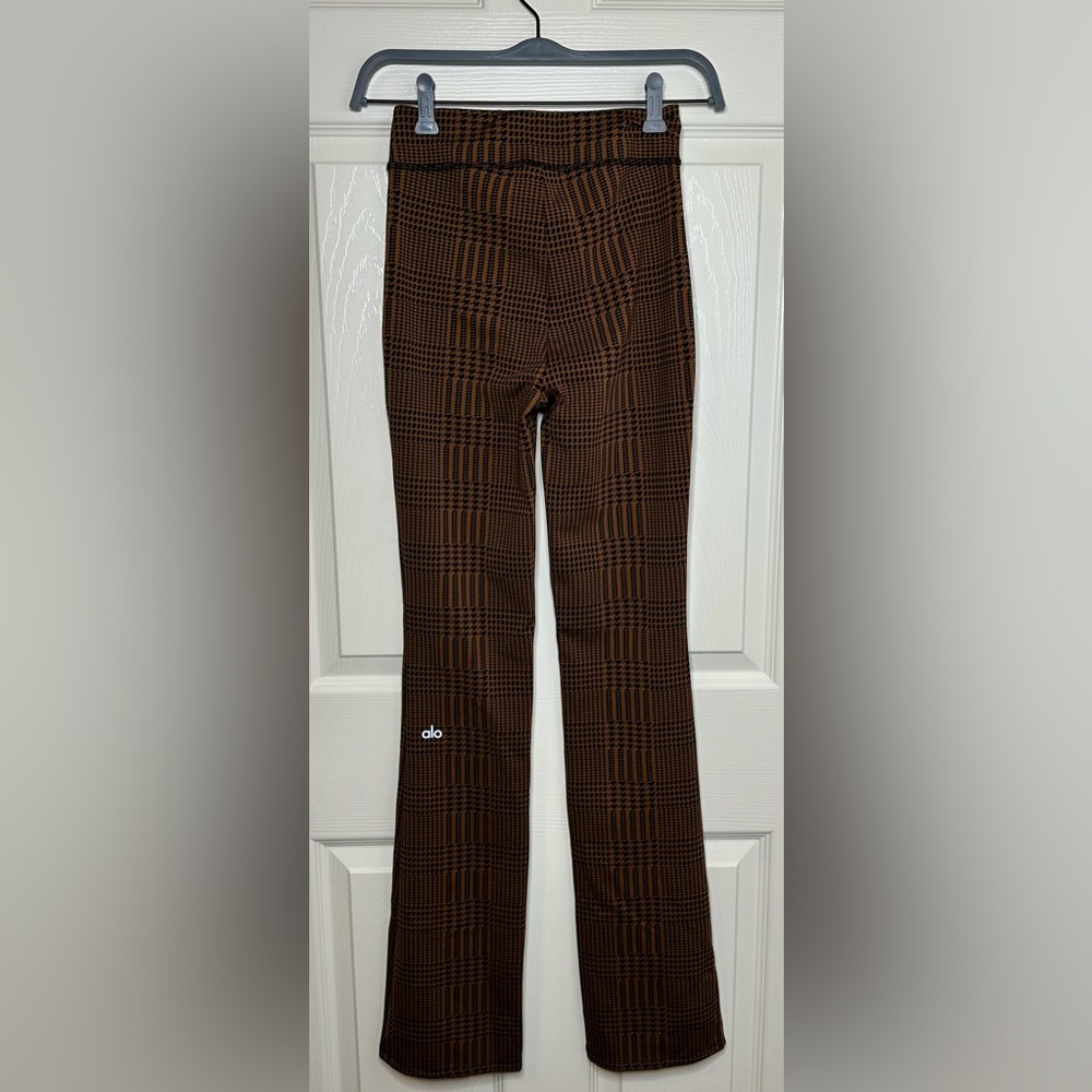 NWOT Jacquard High-Waist Glenplaid Flutter Leggings Cinnamon Brown/Black Size XS - Picture 3 of 16